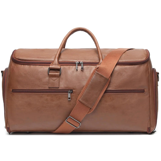 Garment Bag with Shoe Pouch Carry On Convertible Travel Duffel Bag for Men Women 2 in 1 Hanging Suitcase Suit Business Travel Bag Brown