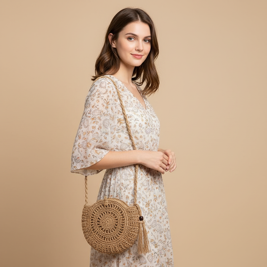 The Breeze Crochet Crossbody Woven Beach Bag